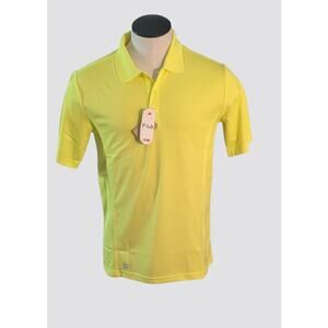 NEW FILA Mens 100% Polyester Yellow Golf Polo Shirt Size Small 40